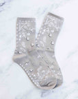 Women's Retro Bandana Pattern Crew Socks: Beige