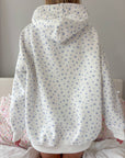 White Lilo Blue Floral Hoodie