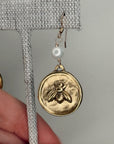 Bee Coin Pendant Earrings