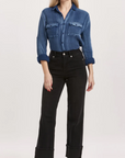 HOLLY SUPER HIGH RISE CUFFED STRAIGHT JEANS JET SET