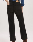 HOLLY SUPER HIGH RISE CUFFED STRAIGHT JEANS JET SET