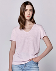 VANYA V-NECK SHORT SLEEVE SLUB JERSEY TOP