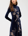 Stretch Velvet Mock Neck Dress