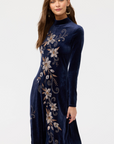 Stretch Velvet Mock Neck Dress