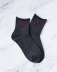 Amelia Little Heart Shape Socks: Charcoal