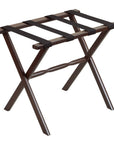 Dark Walnut Wood Folding Luggage Rack with Black Straps