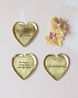 Decorative Hammered Brass Heart Shaped Dish With 3 Sayings
