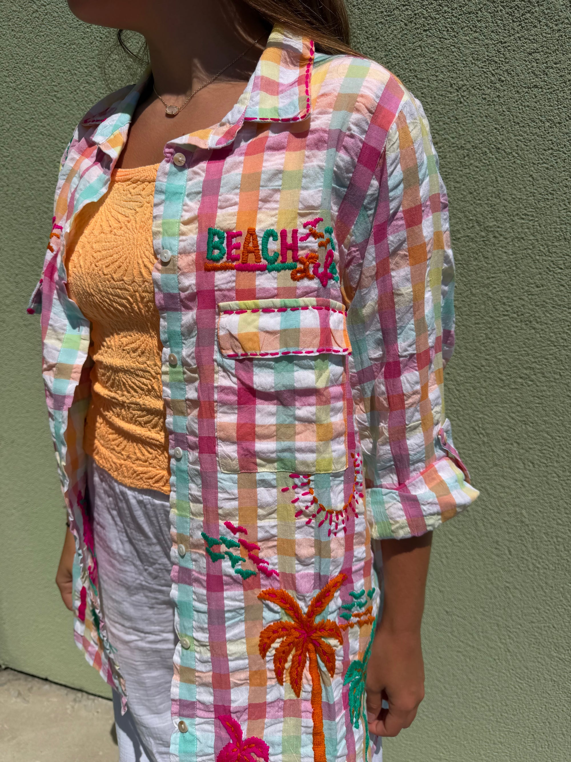 Rainbow Sherbet Gingham Top