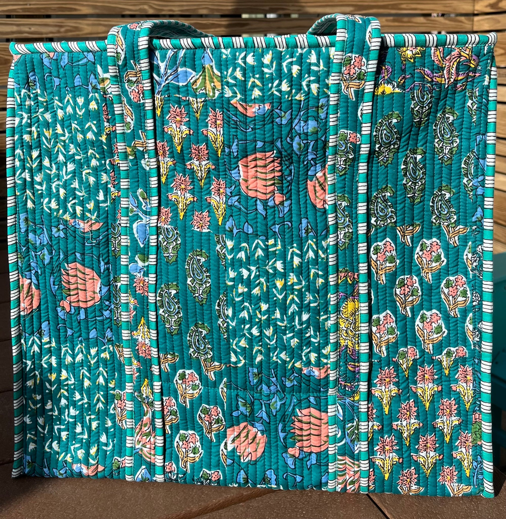 Large Quilted Tote With Zipper