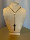 Gold Long Chain Rustic Cross