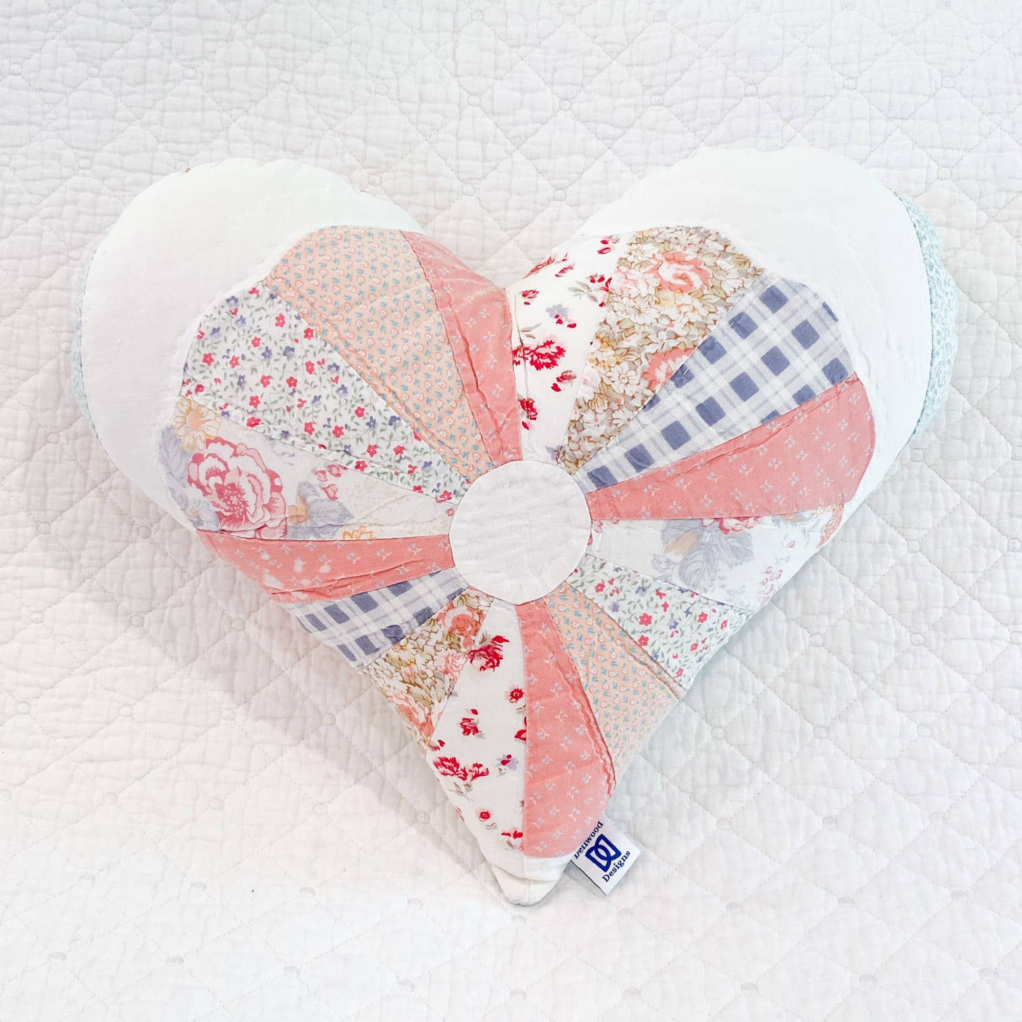 Vintage Quilt Heart Pillow