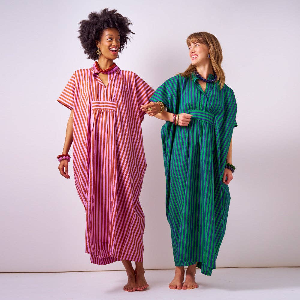 INK + ALLOY - Margot Stripe Kaftan Rust + Lilac Wholesale