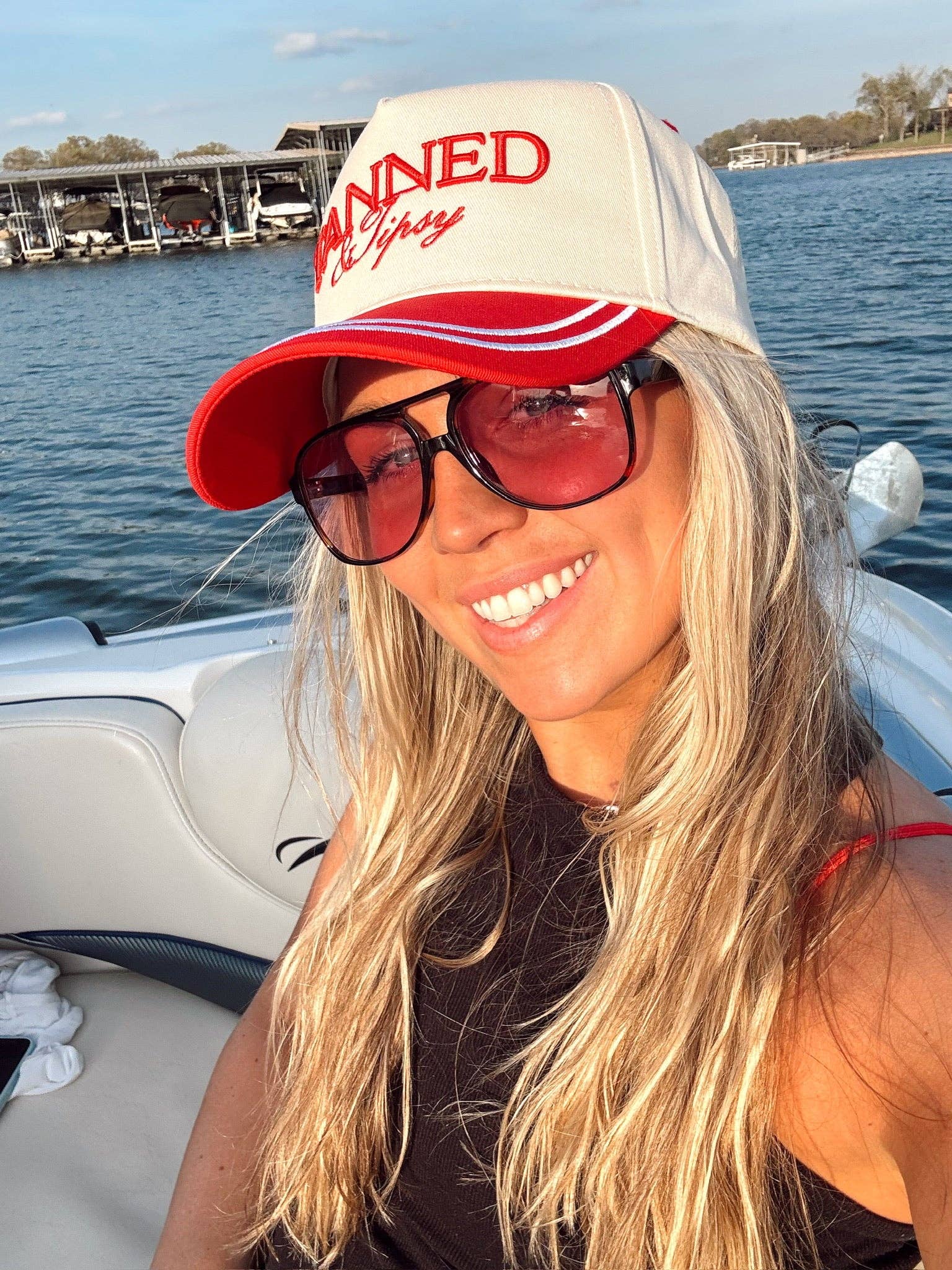 Tanned &amp; Tipsy - Red Vintage Trucker Hat