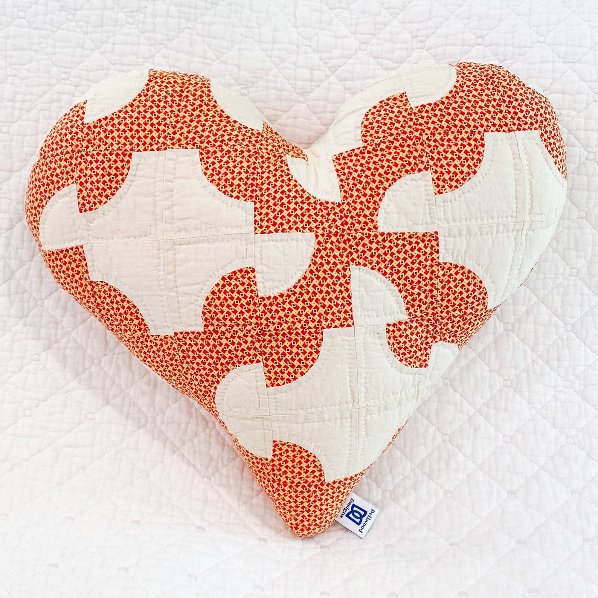 Vintage Quilt Heart Pillow