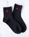 Amelia Little Heart Shape Socks: Charcoal
