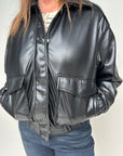 Idols Faux Leather Bomber Jacket