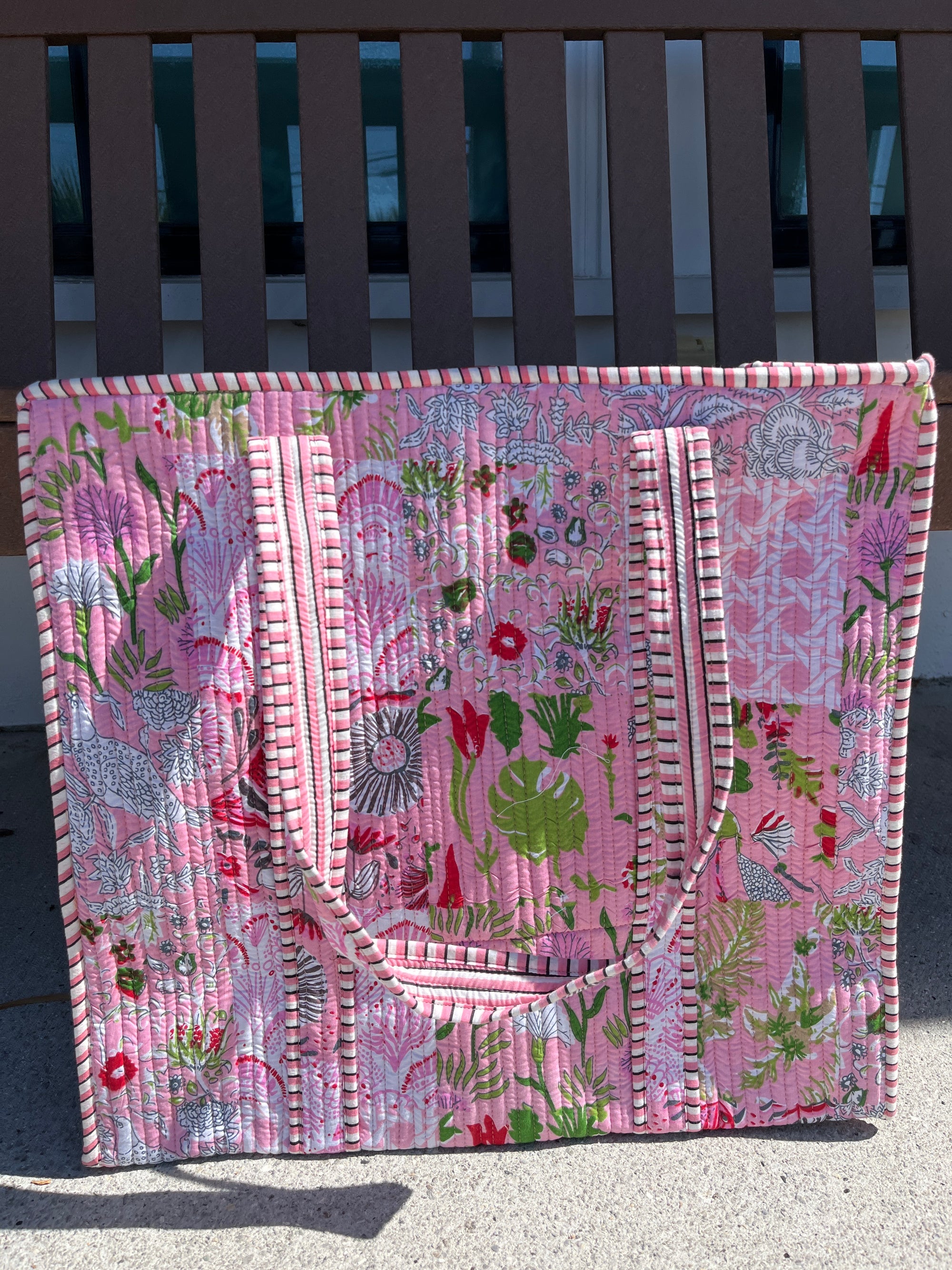Large Quilted Tote With Zipper