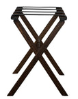 Dark Walnut Wood Folding Luggage Rack with Black Straps