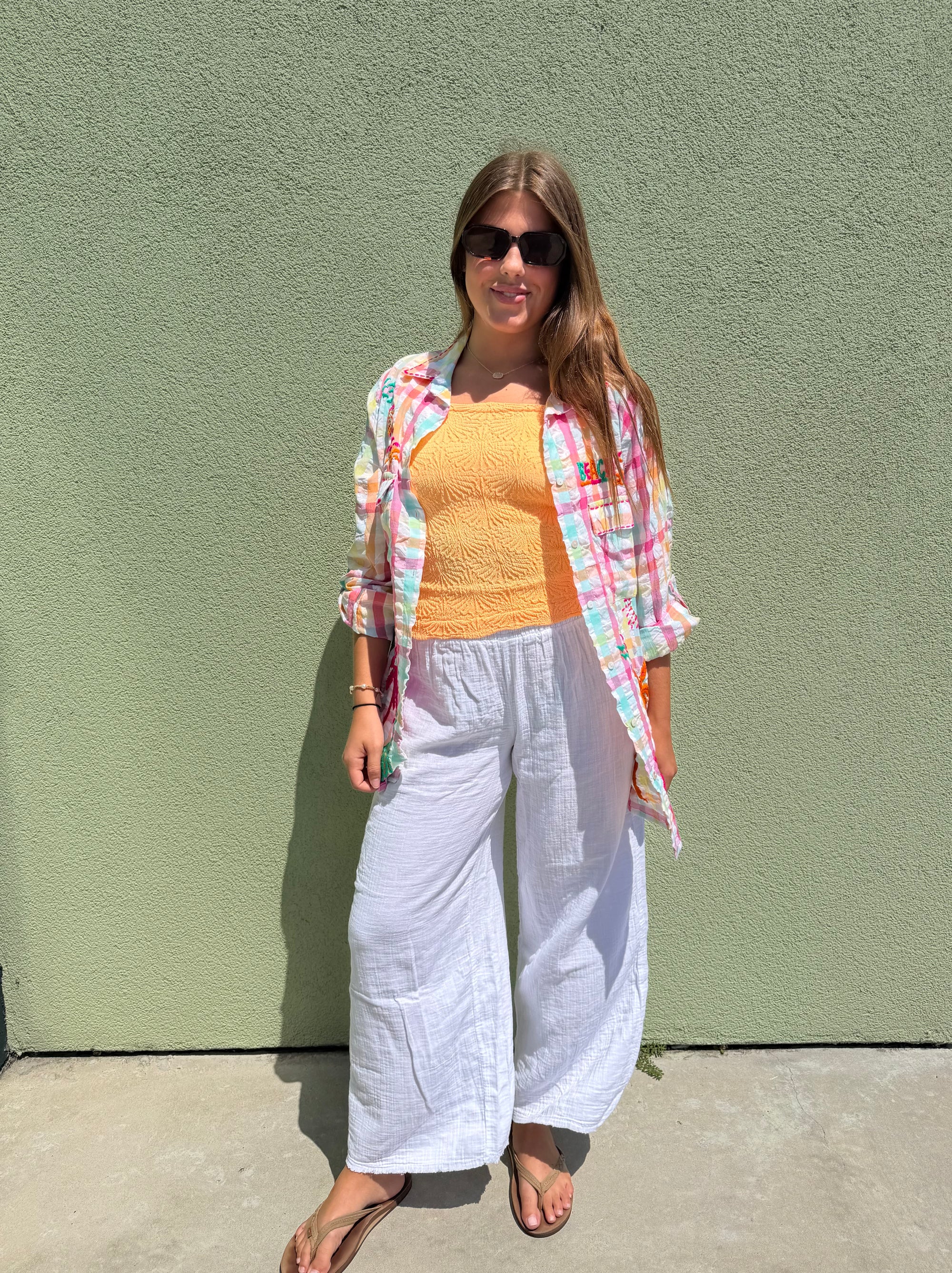 Rainbow Sherbet Gingham Top
