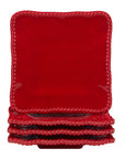 Perlette Red Christmas Melamine Set of 4 6in Canape Plates