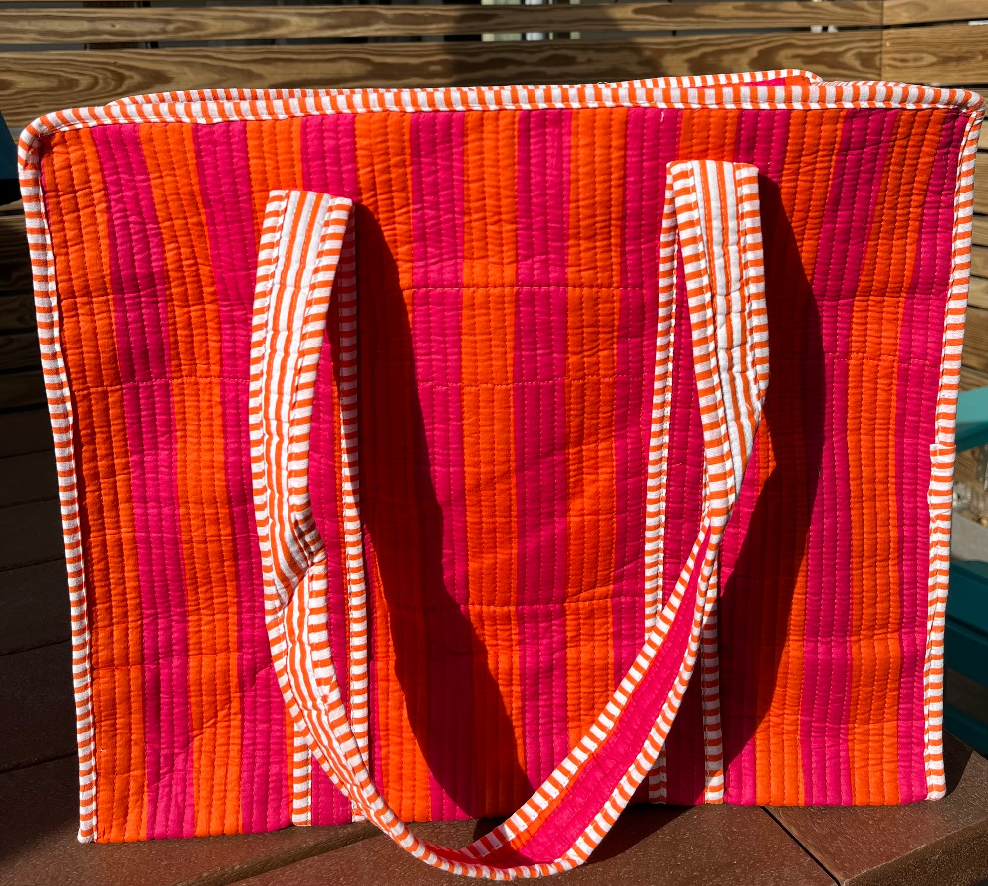 Large Quilted Tote With Zipper