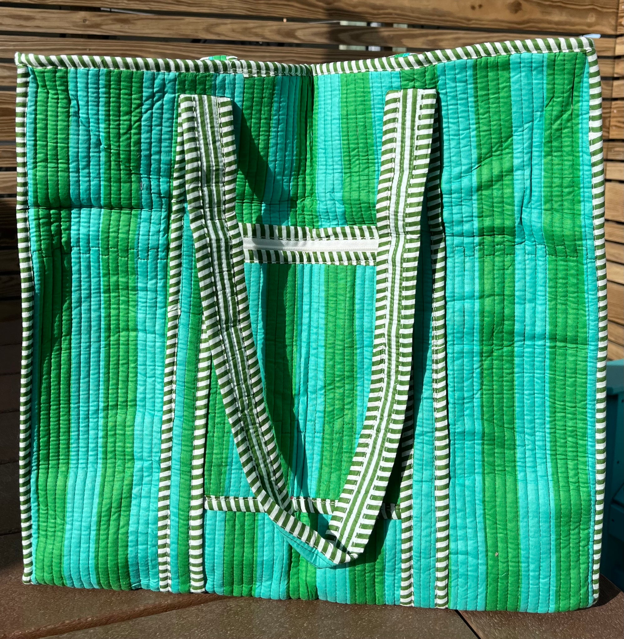 Large Quilted Tote With Zipper