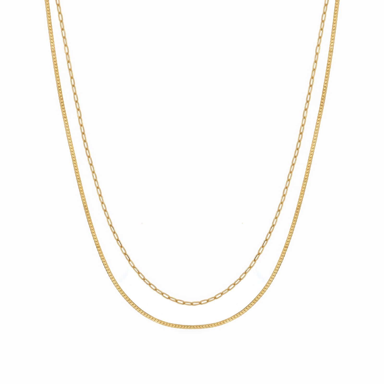 Waterproof Gold Double Layer Paperclip Necklace