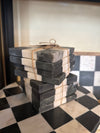 Checked square coaster set