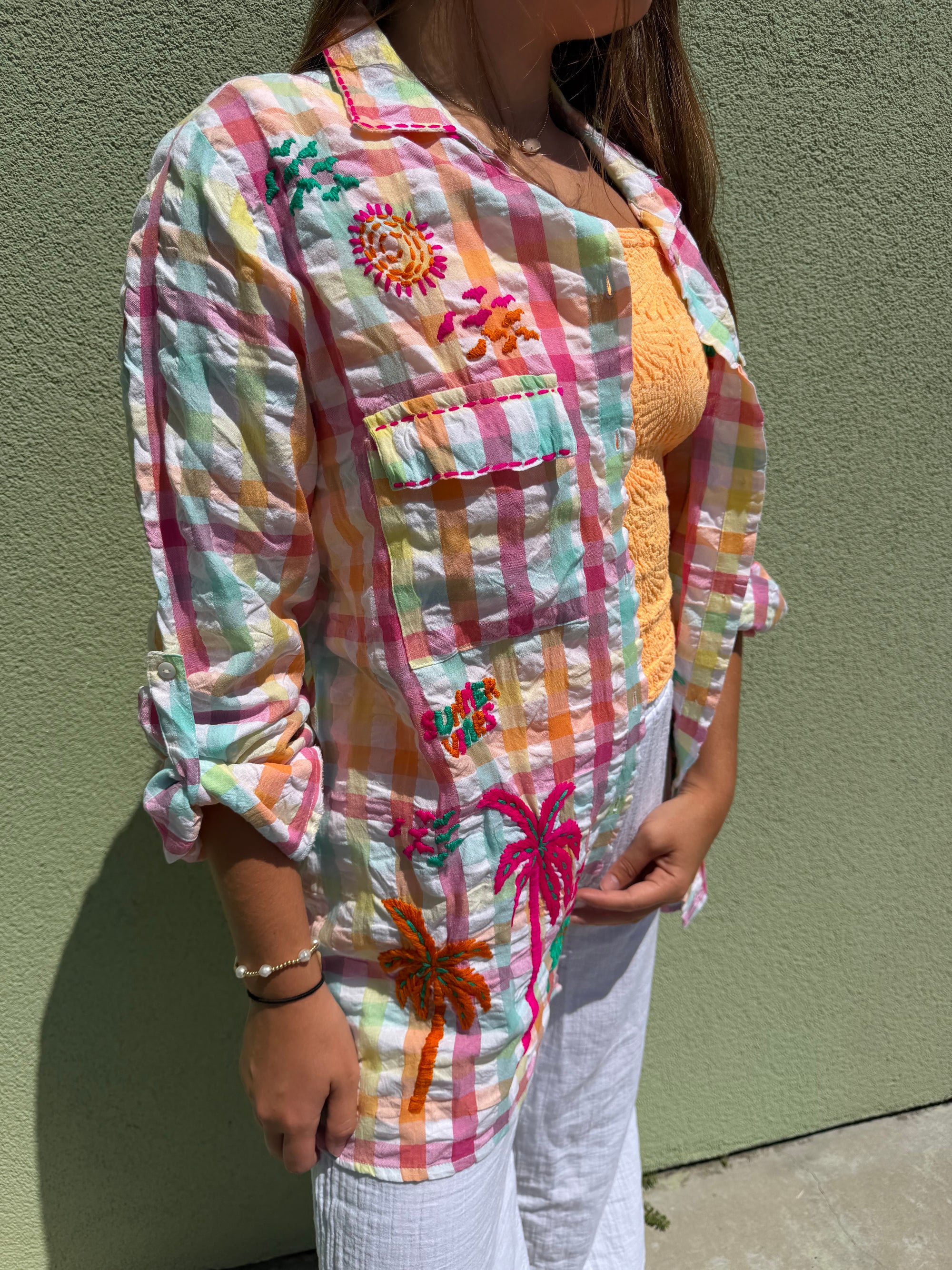 Rainbow Sherbet Gingham Top