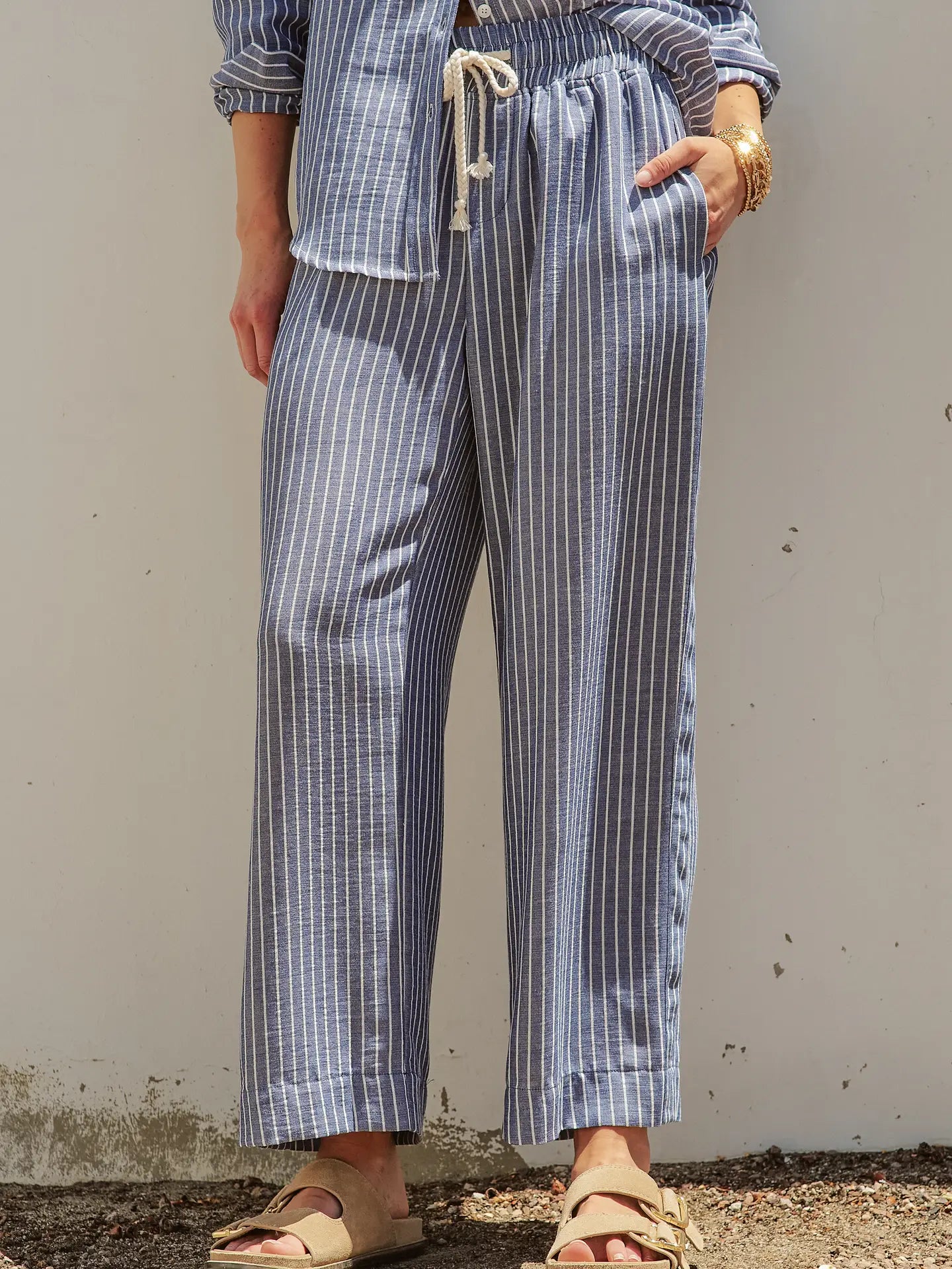 Linen Wide Leg Drawstring Pants