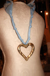 Blue bandana heart necklace
