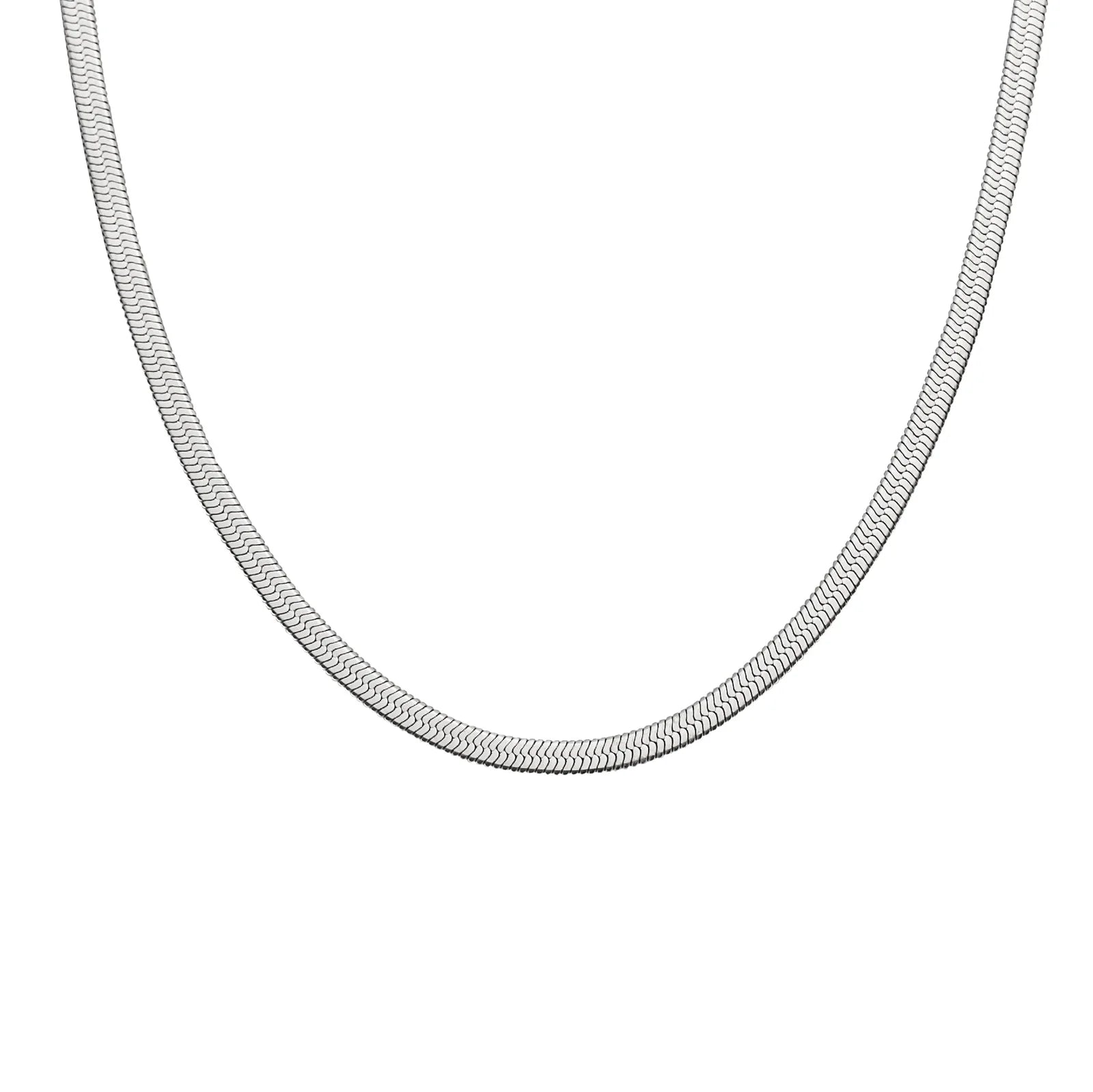 Waterproof Silver Herringbone Necklace