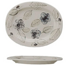 Oval Stoneware Plate w/ Flowers