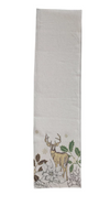 Cotton & Linen Printed Table Runner w/ Metallic Gold Thread Embroidery