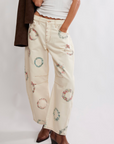 Good Luck Watercolor Wreath Barrel Jeans