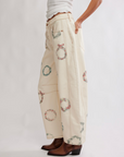 Good Luck Watercolor Wreath Barrel Jeans