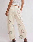 Good Luck Watercolor Wreath Barrel Jeans