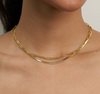 Waterproof Gold Herringbone Layered Necklace