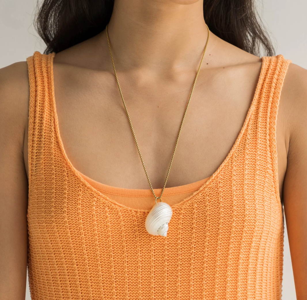 Waterproof Gold Long Shell Necklace