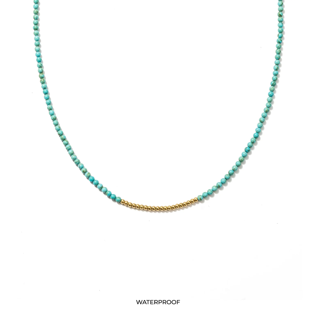 Waterproof Turquoise Beaded Necklace