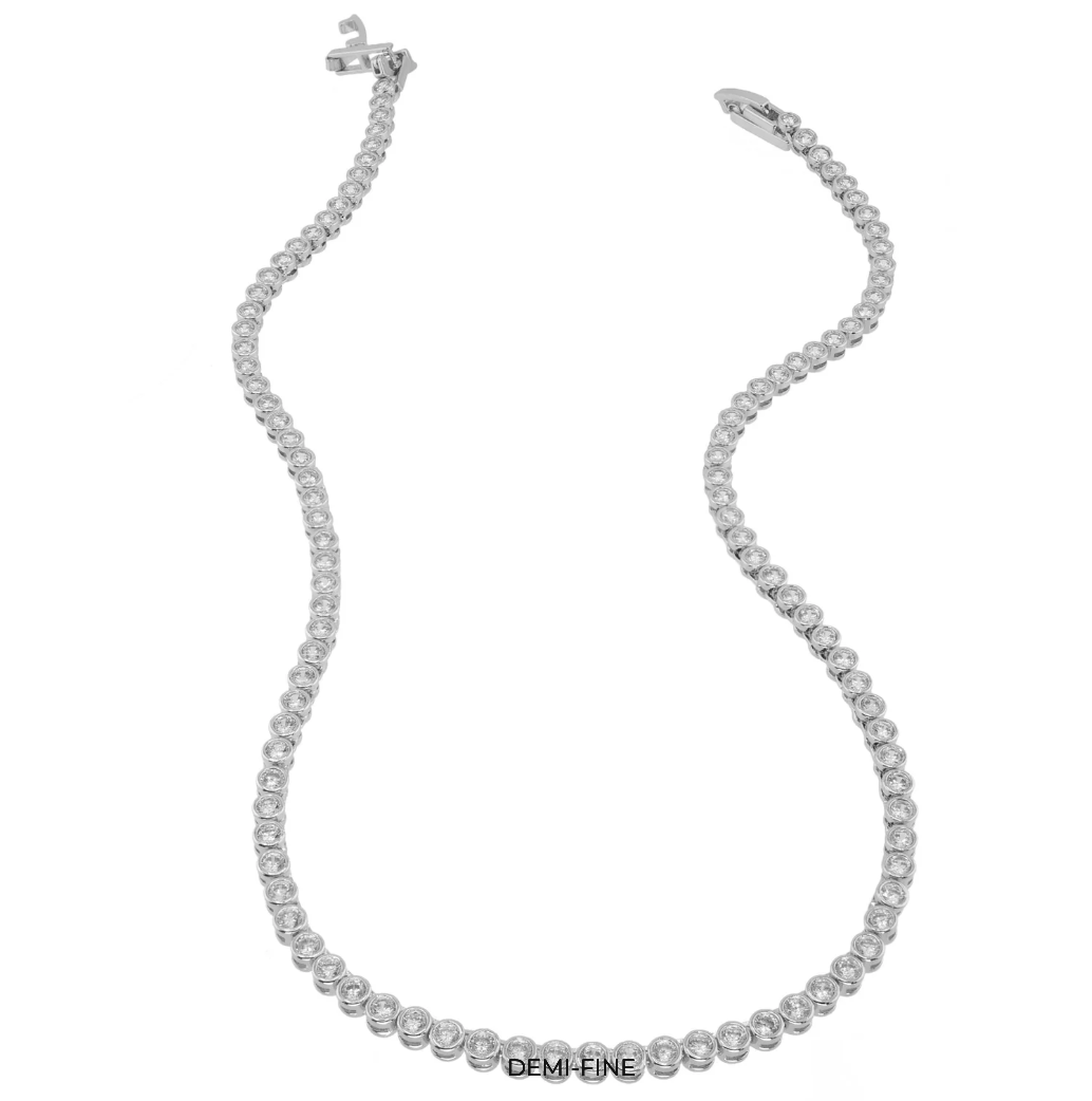 Demi-Fine Silver Tennis Necklace