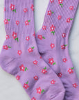 Little Flower Casual Socks: Lilac