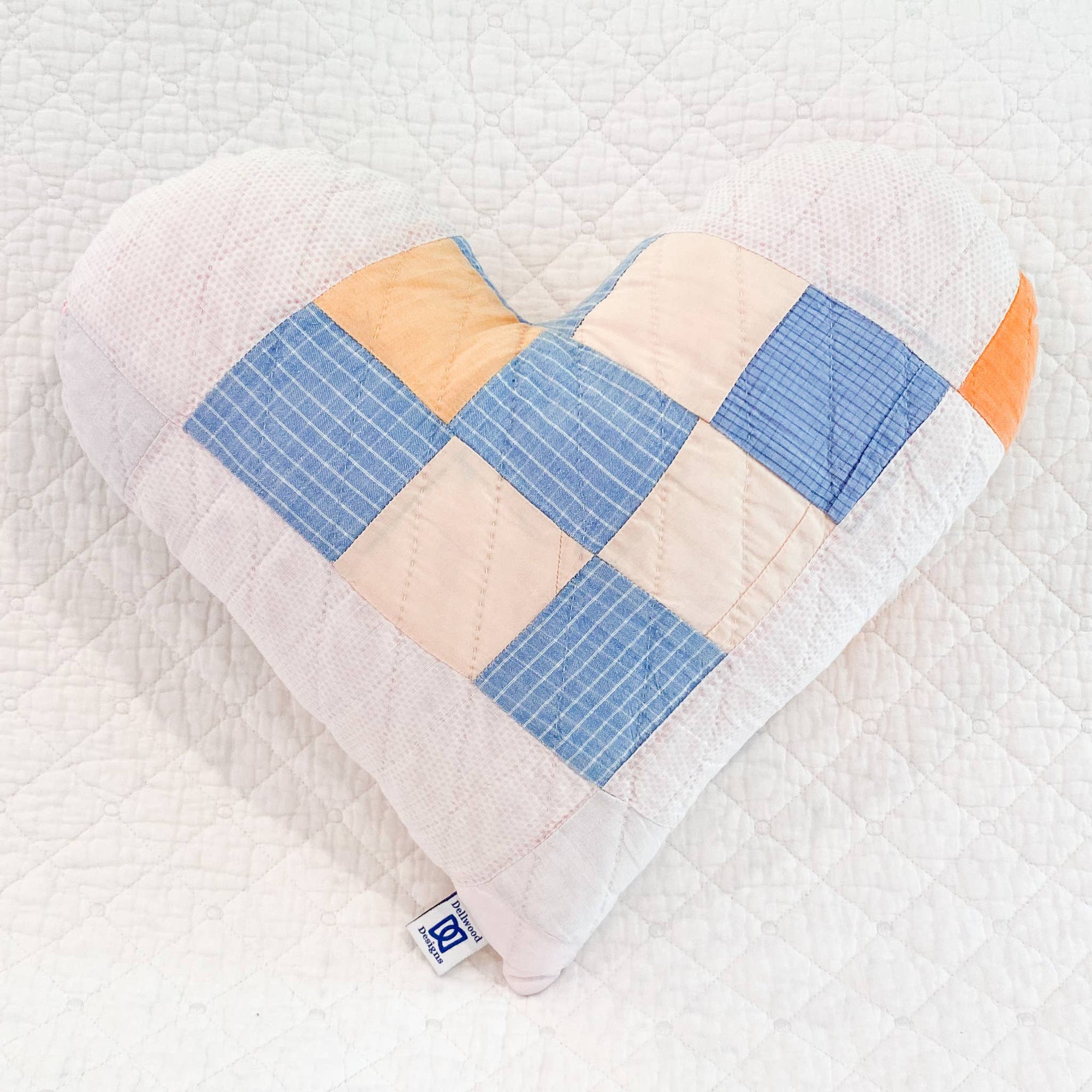 Vintage Quilt Heart Pillow