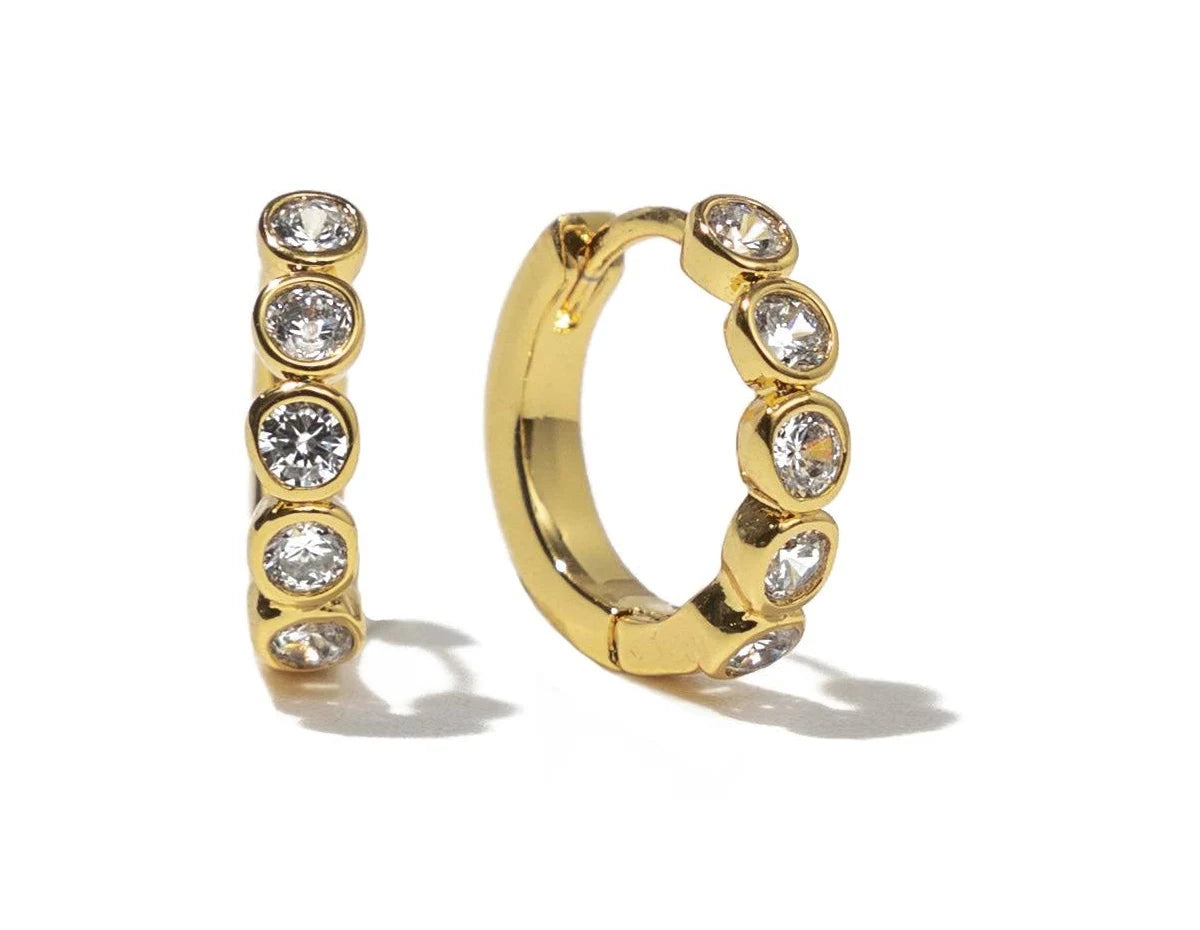 18K Gold Round Brilliant Huggies