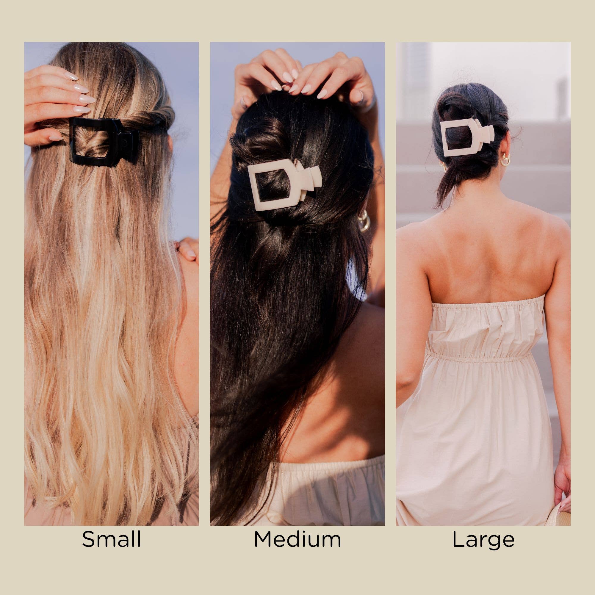 TELETIES - Square Flat Hair Clip | Small | Jet Black