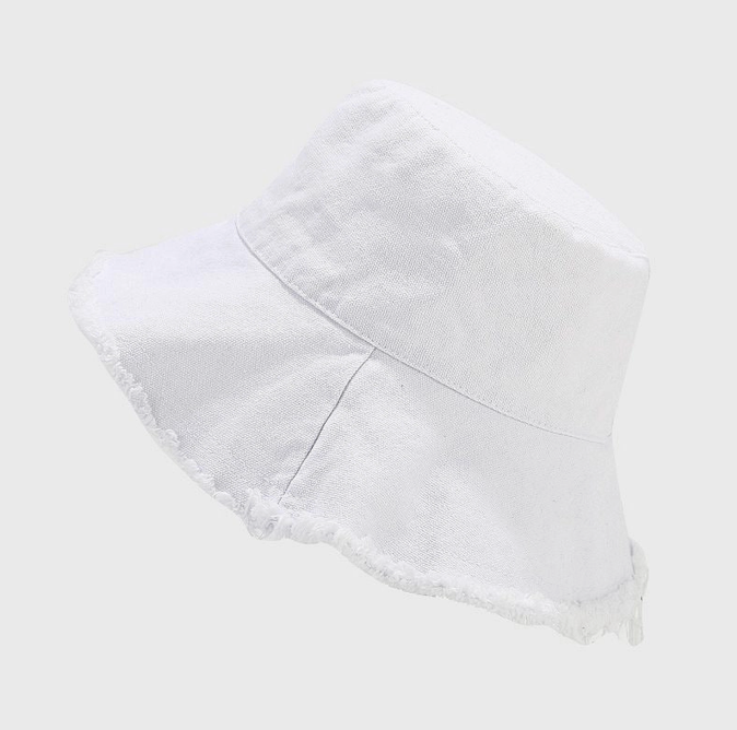 Eli bucket hat frayed edge white