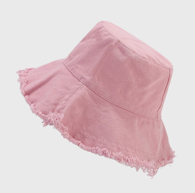Eli bucket hat frayed edge pink