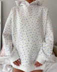 White Lilo Blue Floral Hoodie