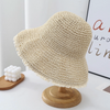 Hailey lace trim woven bucket hat beige