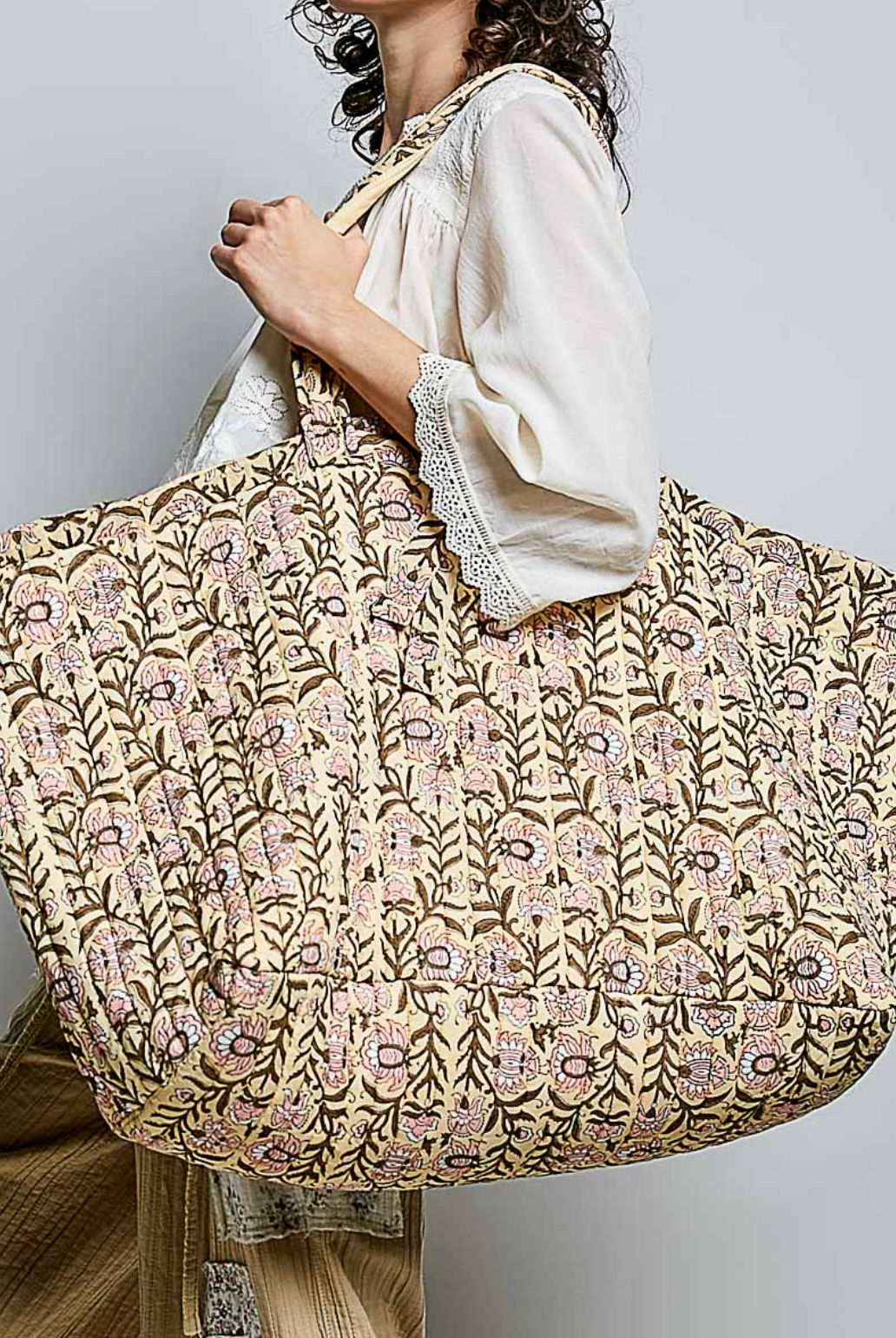 Quilted jumbe tote bag honey pol
